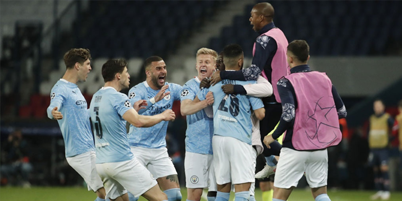 Manchester City fight back to beat 10-man PSG in first leg