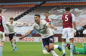 Man City close on Premier League title with 2-1 win at Villa