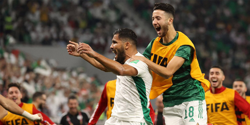 Algeria score 17 minutes into stoppage time to beat Qatar