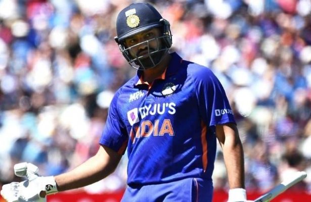 Rohit Sharma Waves while batting in a cricket match