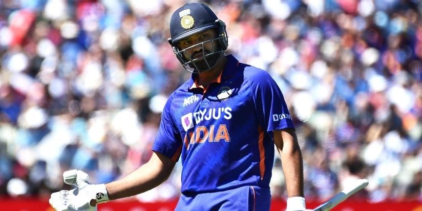 Rohit Sharma Waves while batting in a cricket match