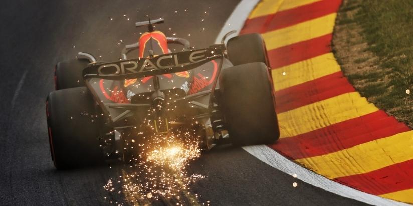 Max Verstappen in his RB16 going all out